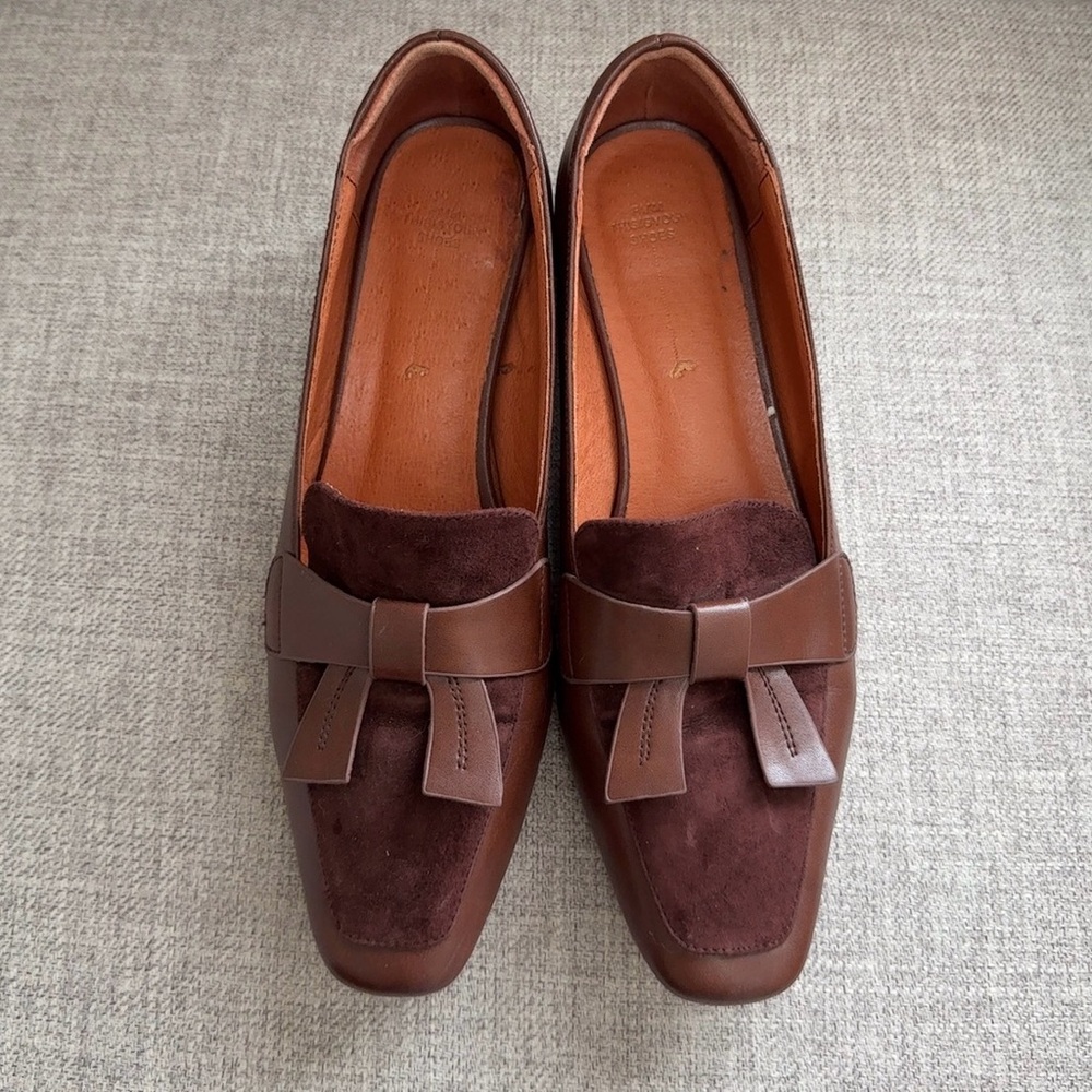 Nordstrom Brown Suede and Leather Loafers with Heels Size 6.5